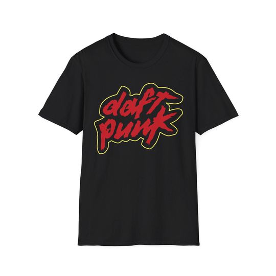 Discover Daft Punk Classic Logo Black Tee Shirt T-Shirt, Music Lover Gift, EDM Fan Shirt, Retro Band Tee, Unisex Graphic Tee Shirt TShirt