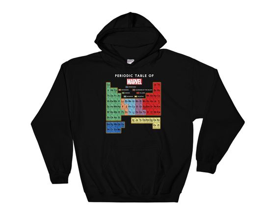 Discover Periodic Table Of Marvel Poster Parody Famous Super Hero Hoodie Sweatshirt Pullover S-M-L-XL-XXL-3XL-4XL-5XL Oversized Men Women Unisex 6446