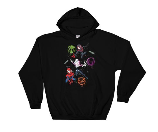 Discover Marvel Spider Man And Spider Verse Pals Halloween Adventure Hoodie
