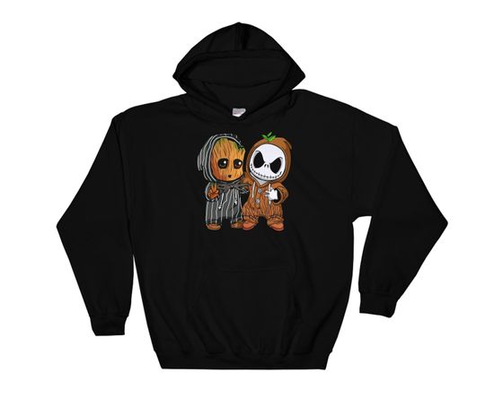 Marvel Guardians Of The Galaxy Groot And Jack Skellington Hoodie