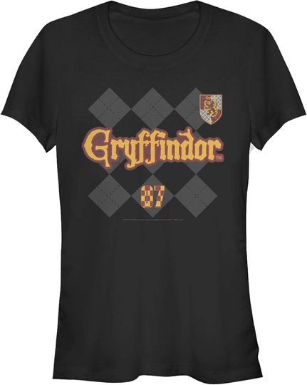 Junior's Harry Potter Gryffindor Argyle Print T-Shirt