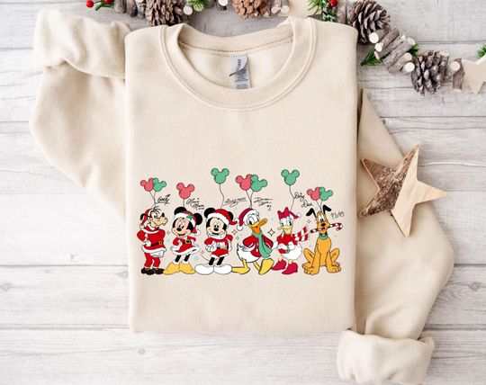 Discover Mickey Balloons Sweatshirt, Mickey And Friends Xmas Sweatshirt, Christmas Party Sweatshirt, Family Christmas Sweatshirt, Disney Xmas Sweater