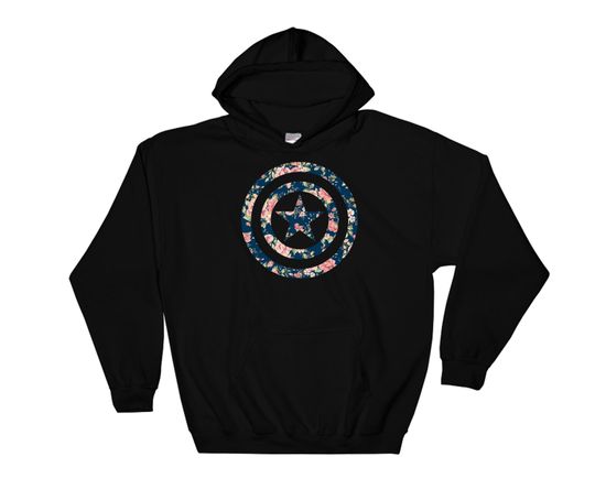 Marvel Avengers Captain America Floral Icon Graphic Hoodie