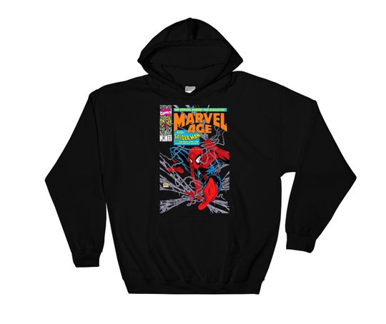 Discover Marvel Comics Spider Man Retro Comic Book Cover 90s Hoodie