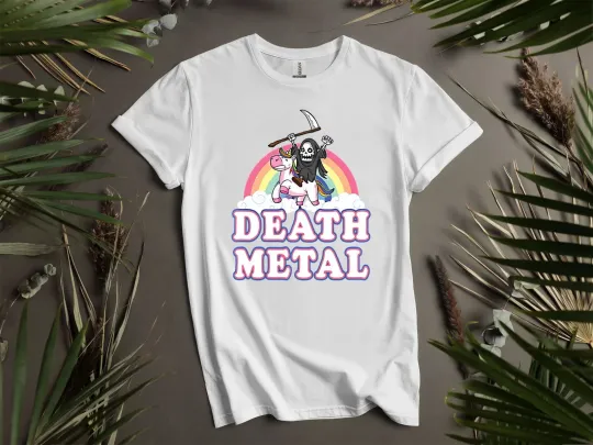 Discover Death Metal Rainbow Grim Reaper Hoodie T-Shirt Unisex Men Women