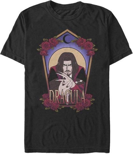 Fifth Sun Men's Castlevania Dracula Rose Frame T-Shirt
