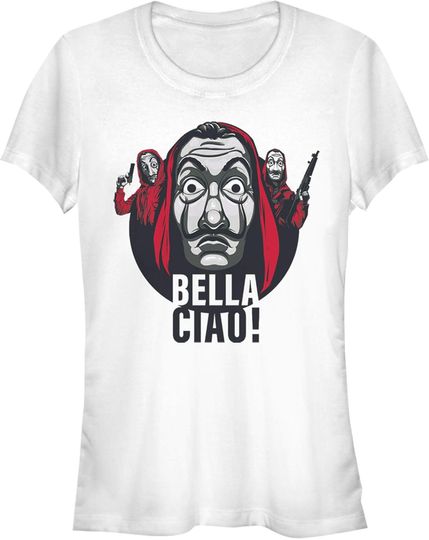 Discover Junior's Money Heist Bella Ciao Masked Robbers T-Shirt