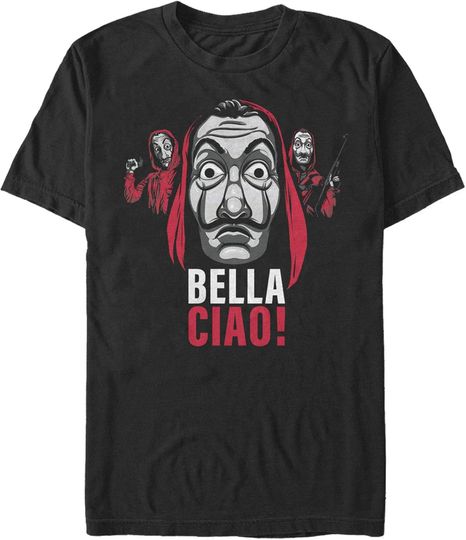 Discover Men's Money Heist Bella Ciao Masked Criminals T-Shirt