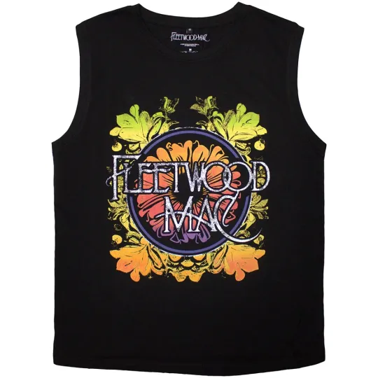 Discover Fleetwood Mac Unisex Tank T-Shirt: Circle Floral Logo (Black) (Large)
