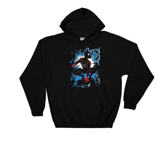 Retro Marvel Spider Man Portrai  Spiderman Silhouette Hoodie
