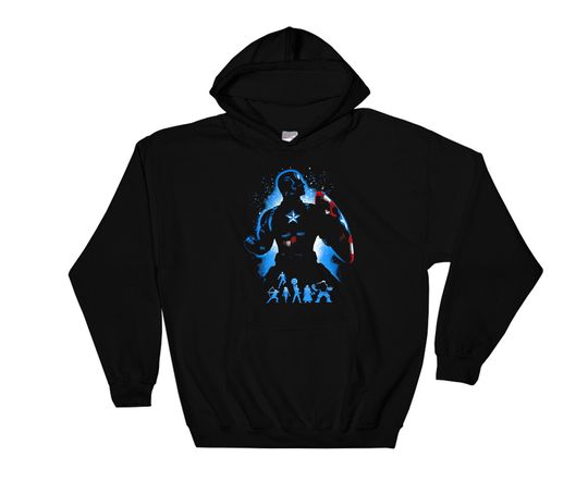 Discover Retro Marvel Avengers Captian American Silhouette Portrait Hoodie Sweat  Pullover S-M-L-XL-XXL-3XL-4XL-5XL Oversized Men Women Unisex AC694
