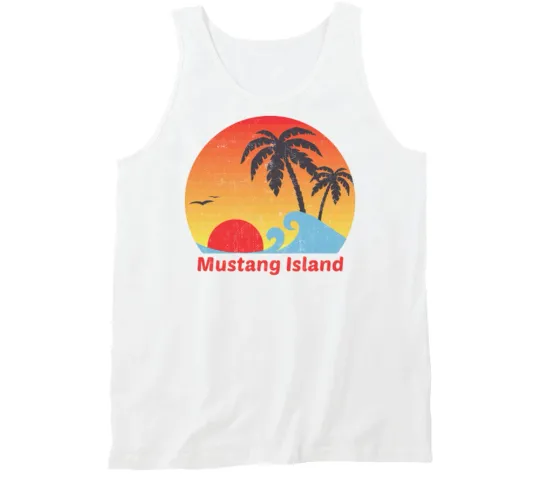 Discover Mustang Island Beach Texas American Vacation Summer Surf Shop Look Tank Top