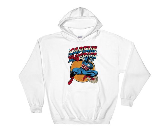 Retro Marvel Captain America Avengers Shield Graphic  Hoodie