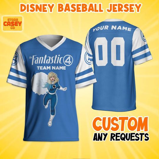 Personalize Disney Team Fantastic Four Invisible Football Jersey, Fantastic Four Birthday, Gift for Disney Fans