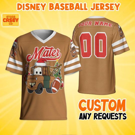 Personalize Disney Mater Car Christmas Football Jersey, Birthday Gift, Christmas Matching Oufit