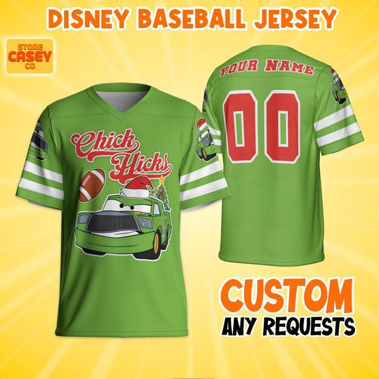 Personalize Disney Chickhicks Car Christmas Football Jersey, Birthday Gift, Christmas Matching Oufit