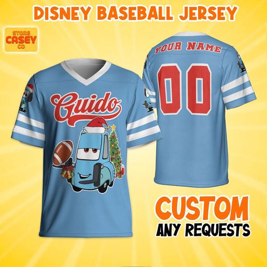 Personalize Disney Guido Car Christmas Football Jersey, Birthday Gift, Christmas Matching Oufit
