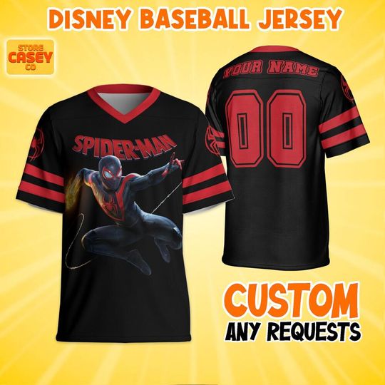 Personalize Disney Spider Man Miles Morales Football Jersey, Birthday Gift, Christmas Matching Oufit