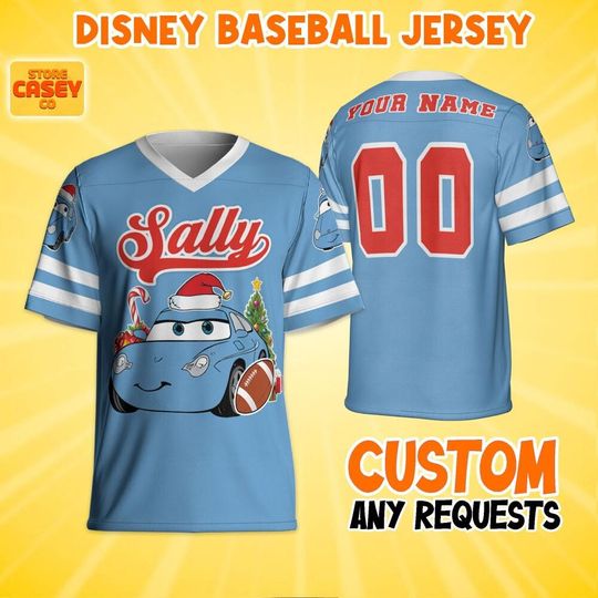 Discover Personalize Disney Sally Car Christmas Football, Custom Jersey Name & Number, Birthday Gift, Christmas Matching Oufit