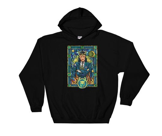 Discover Marvel Loki Stained Glass Portrait  Loki Comic Book Hoodie Sweat Pullover S-M-L-XL-XXL-3XL-4XL-5XL Oversized Men Women Unisex AC411