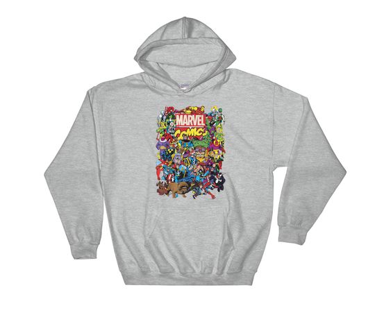 Discover Marvel Comics Heroes Group Shot Graphic  Mcu Fans Gift Hoodie Sweat Pullover S-M-L-XL-XXL-3XL-4XL-5XL Oversized Men Women Unisex AC409