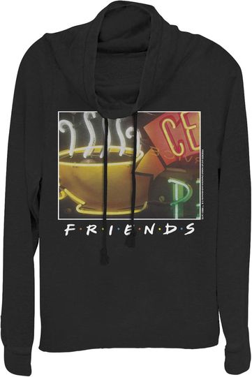 Fifth Sun Junior's Friends Central Perk Logo Cowl Neck Sweatshirt