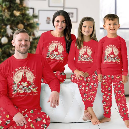Discover It's The Most Wonderful Time of The Year Disney Christmas Pajamas Set, Cartoon Mickey and Friends Matching Family Pajamas, Xmas Gifts