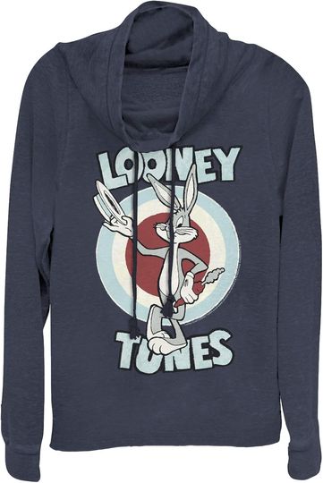 Fifth Sun Junior's Looney Tunes Hats Off Bugs Bunny Cowl Neck Sweatshirt