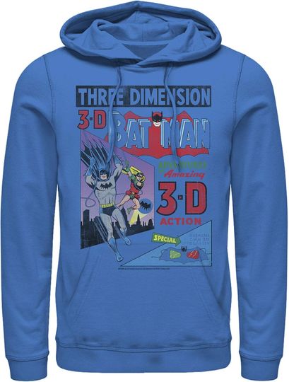 Fifth Sun Men's Batman 3D Vintage Comic Cover Pull Over Hoodie