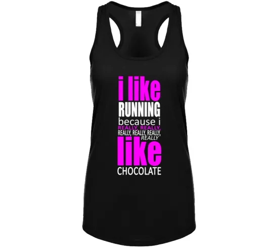 Discover I Like Running and Chocolate Racerback Tank Top