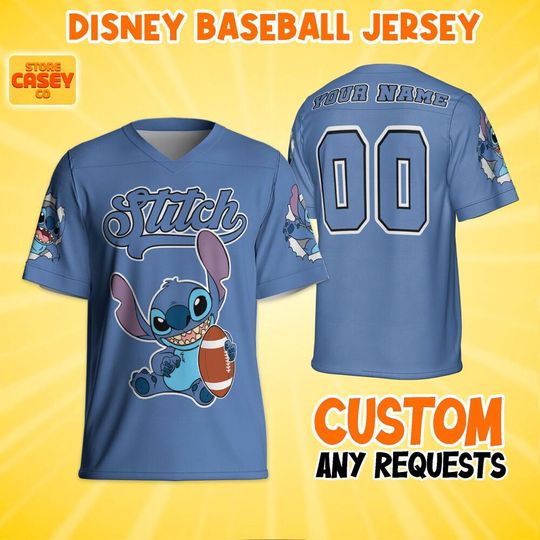 Personalize Disney Stitch Cute Football Jersey, Birthday Gift, Christmas Matching Oufit