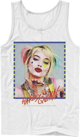 Men's Birds of Prey Harley Quinn Blowing Kiss Tank Top
