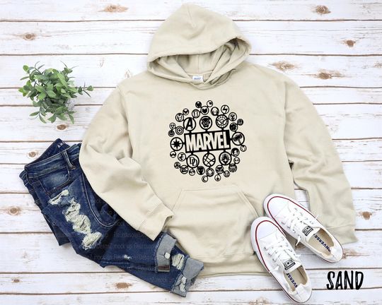Discover Marvel Medley Unisex Hoodie | Marvel Avengers Matching Hoodie | Disney Marvel Ironman Thor Vacation Hoodie