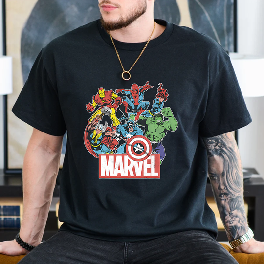 Discover New Avengers Combo Cool Printed T-Shirt Men's Outdoor Street Y2K T-Shirt Tops