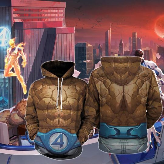 Fantastic Four The Thing 3D Full Over Print Hoodie, Ben Grimm Rock Body Cosplay