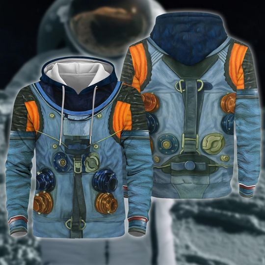 Discover Astronaut 3D Full Over Print Hoodie, Space Suit Costume Hoodie, Astronaut Cosplay Sweatshirt, Galaxy Explorer Halloween Costume Sweatshirt