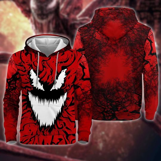 Discover Carnage Venom 3D Full Over Print Hoodie, Venom Carnage Cosplay Sweatshirt, Halloween Cosplay, Spiderman Venom Costume, Halloween Costume