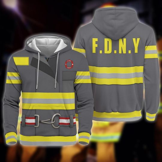 Discover Fire Department NY Uniform 3D Full Over Print Hoodie, Firefighter Suit Cosplay Sweatshirt, Halloween Costume, Fire Department NY Costume Sweatshirt, Halloween Cosplay