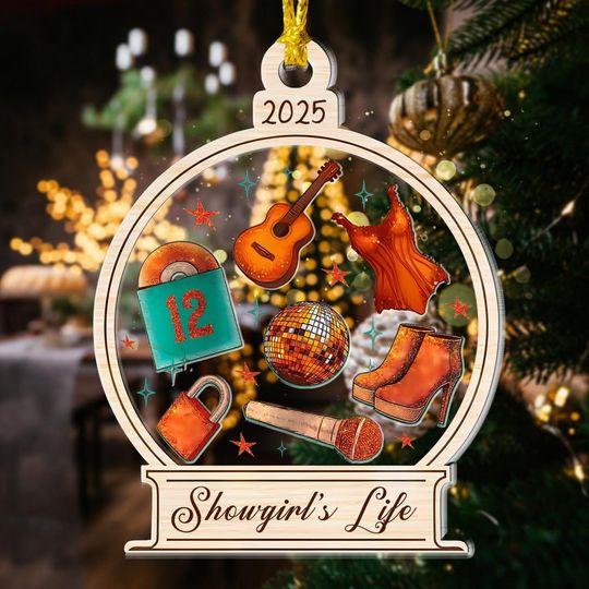 In My Showgirl Era Christmas Ornament 2025, Showgirl's Life Shaker Ornament Decor, Christmas Holiday Gift, Gift For Boy Girl Family Member