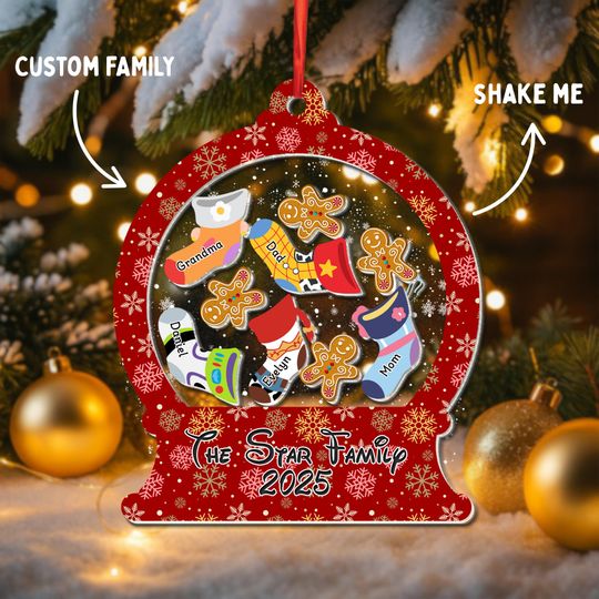 Personalized Toy Story Shaker Ornament, Custom Pet & Family Name Christmas Decoration, Disney Pixar Family Ornament 2025, Family Xmas Gift
