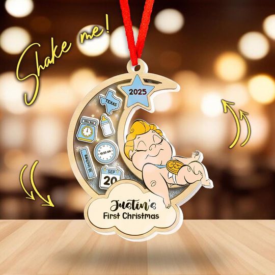 Disney Hercules Babys First Christmas Ornament 2025, Baby 1st Christmas 4D Shaker Ornament, Baby Shower Gift for Boy Girl