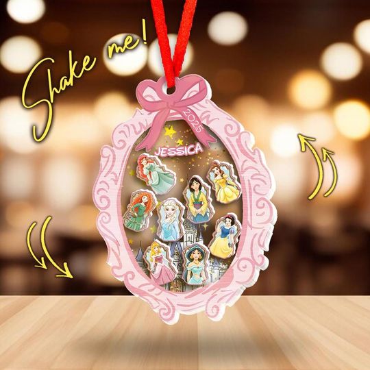 Personalized Disney Princess Shaker Ornament, Disney Ornament, Disney Girls Trip Ornament, Family Christmas 4D Shaker Ornament NGTX03