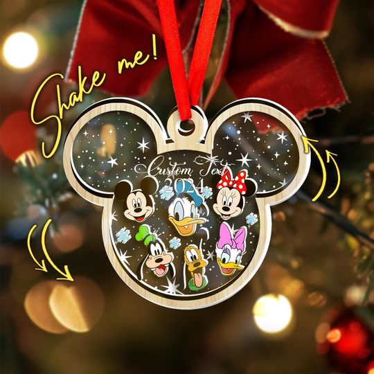 Personalized Disney Characters Family Shaker Ornament, Mickey Shaker Ornament, Custom Family Name Ornament, Disneyland Ornaments BYJS36