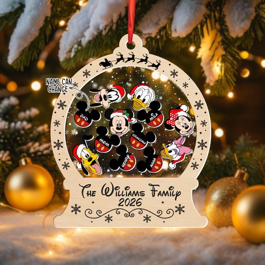 Custom Disney Family Shaker Ornament, Family Christmas Ornament 2025 Shaker Ornament, Family and Pet Ornament Keepsake,Family Christmas Gift