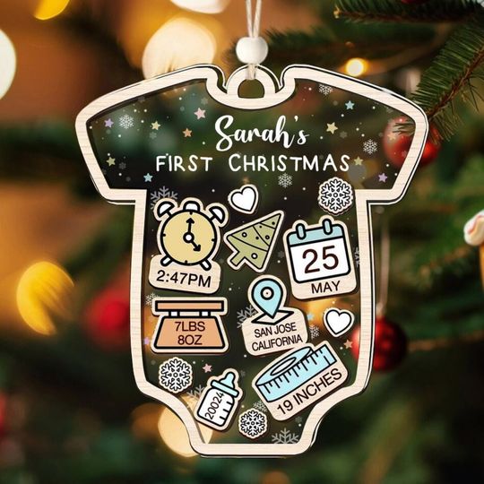 Personalized Baby 1st Christmas Ornament, 4D Shake Babies Ornament, Baby Shower, Baby's First Christmas Ornament 2025, New Baby Gift CF63