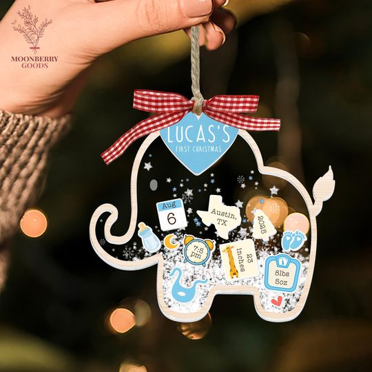 Baby's First Christmas Shaker Ornament 2025, Baby 1st Christmas Ornament, Custom New Baby Gift, 4D Shake Babies Ornament, Baby Keepsake
