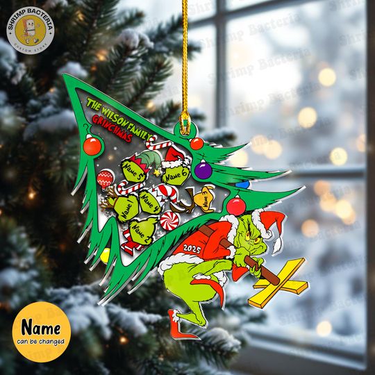 Custom Disney Family Christmas Shaker Ornament, Christmas Tree Decoration, Christmas Shaker Ornament Gift, Disney Family Name Christmas Gift