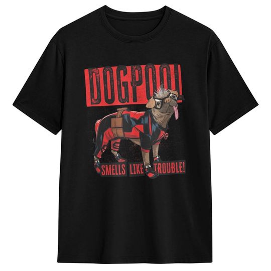 Marvel Studios Deadpool & Wolverine Dogpool Smells Trouble T-Shirts Short Sleeves  Pure Cotton O Neck Oversized Tees