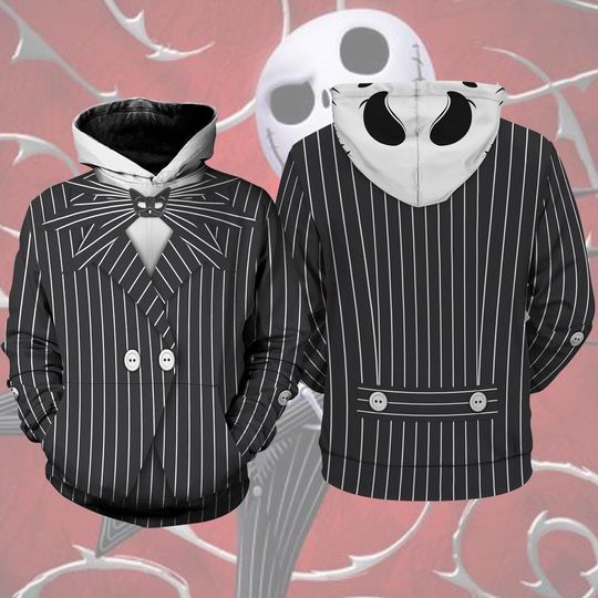 Discover Jack Skellington 3D Full Over Print Hoodie, Jack Skellington Cosplay Sweatshirt