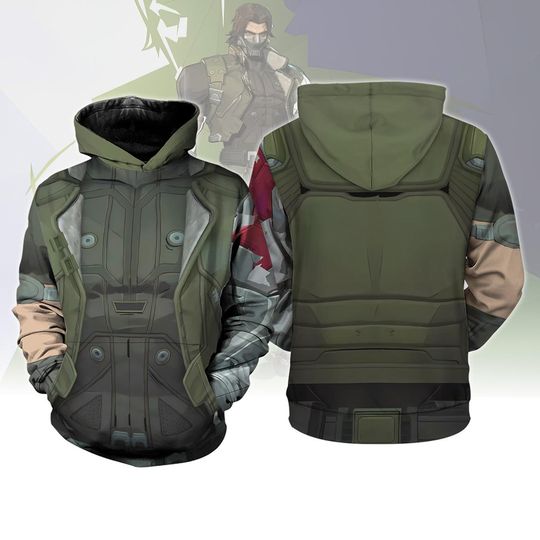 Winter Soldier 3D Full Over Print Hoodie, BUCKYY Bn Barnes Cosplay